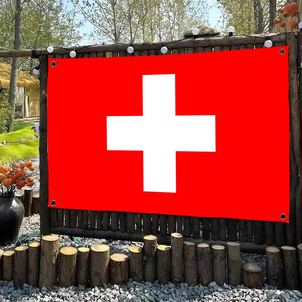 Retro Gaming Banner - 1PC Classic Switzerland Flags Retro Football
