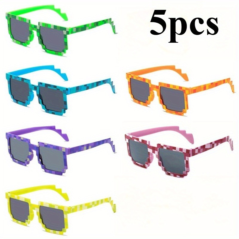 Retro Gaming Events - 5pcs Retro Pixelated Glasses Lightweight Durable
