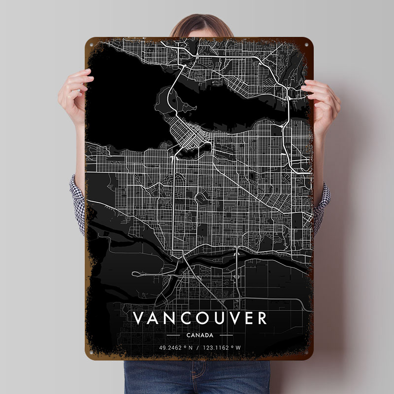 Vancouver City Map Dark Tinpla - огляд і ціна Retro Gaming Vancouver
